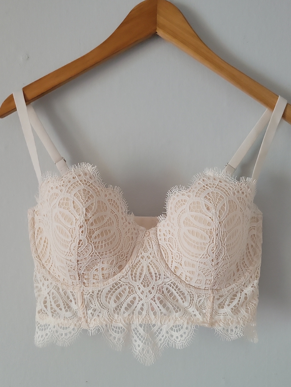 Women's Lace Longline Bralette - Cream